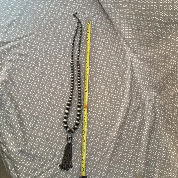 Silver Tassel Necklace Adjustable Length - Picture 5 of 5